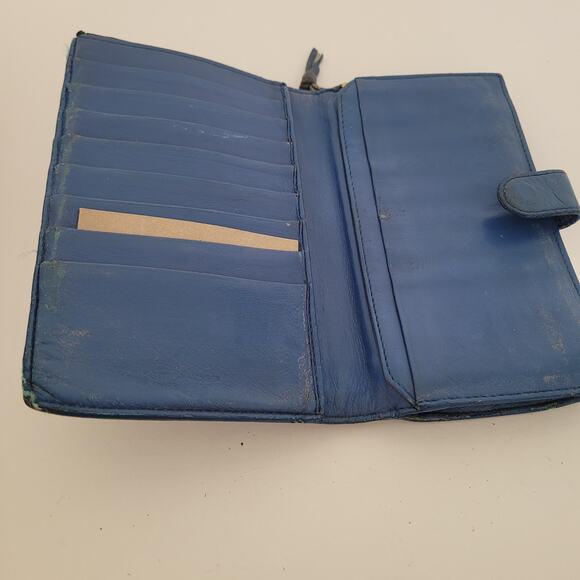 BOTTEGA VENETA Interatiato Woven Leather Bifold Wallet Medium Blue Unisex Soft - Picture 4 of 15